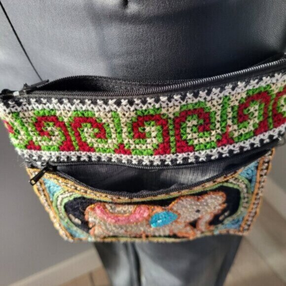 Embroidered Sequins & Beaded  Elephant design Crossbody Mini Purse - Picture 8 of 9